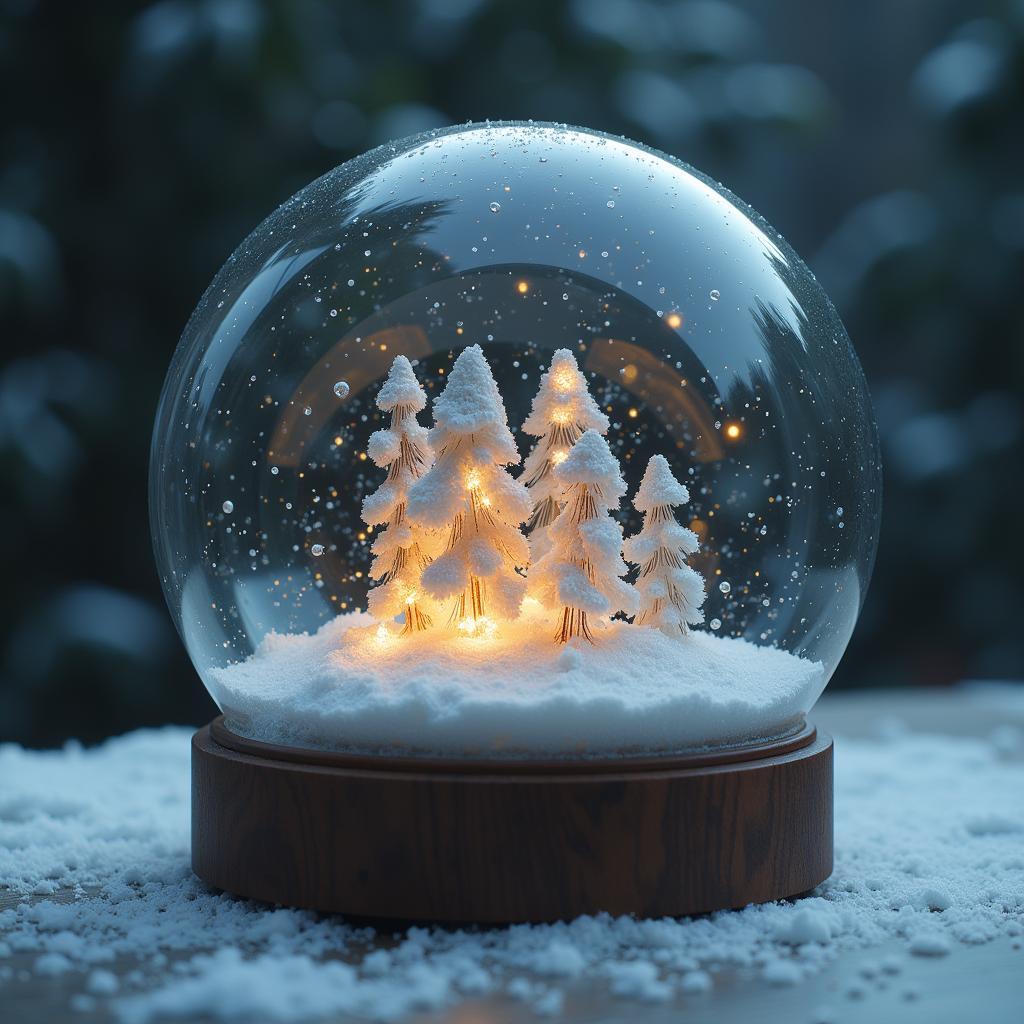 A modern snow globe featuring cryptic symbols