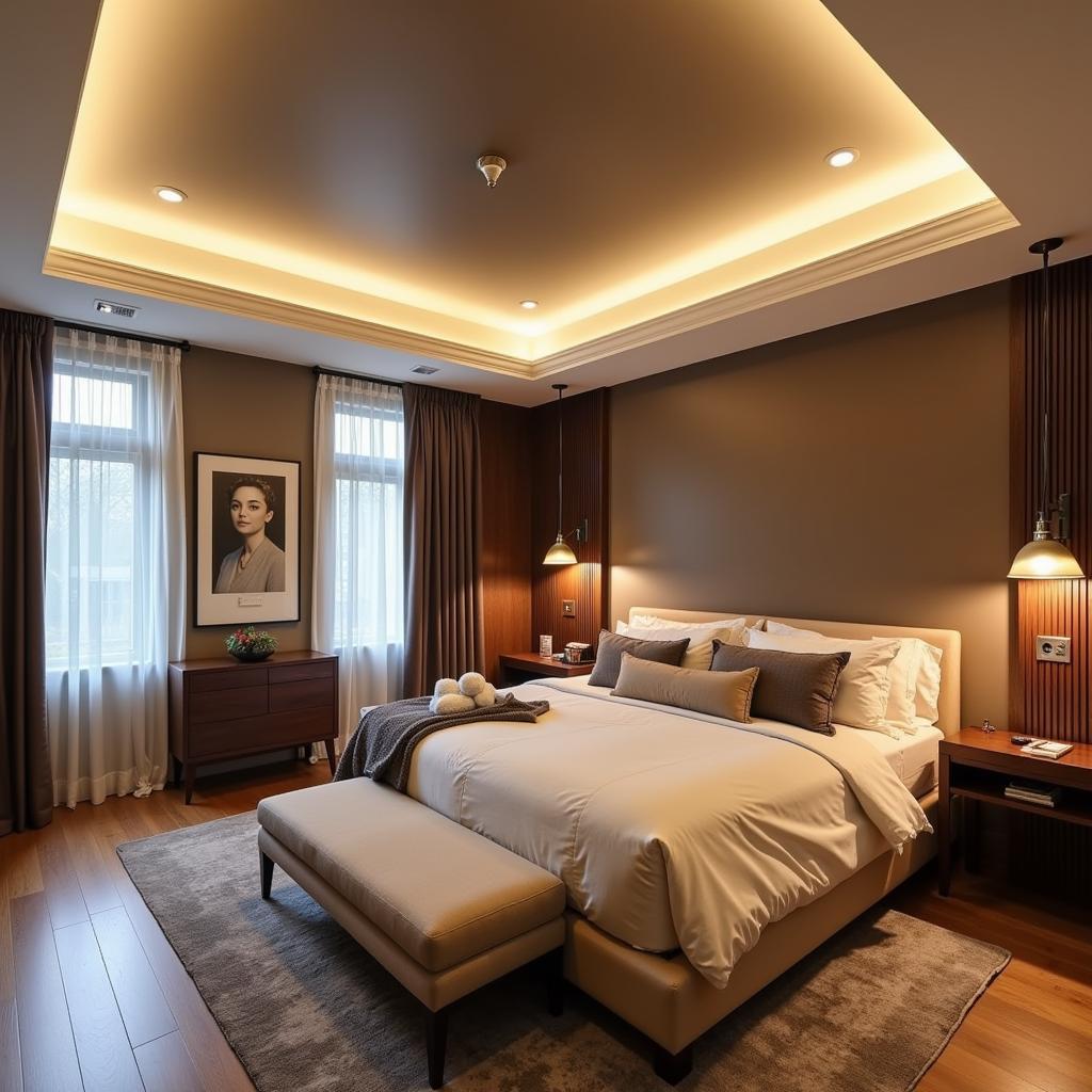 Modern Tray Ceiling with Recessed Lighting