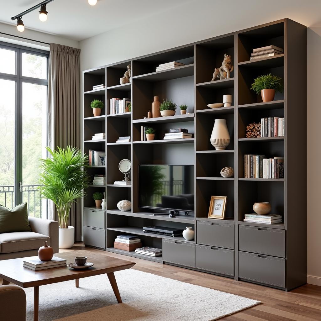 Modular Bookcase System in Living Room Setting