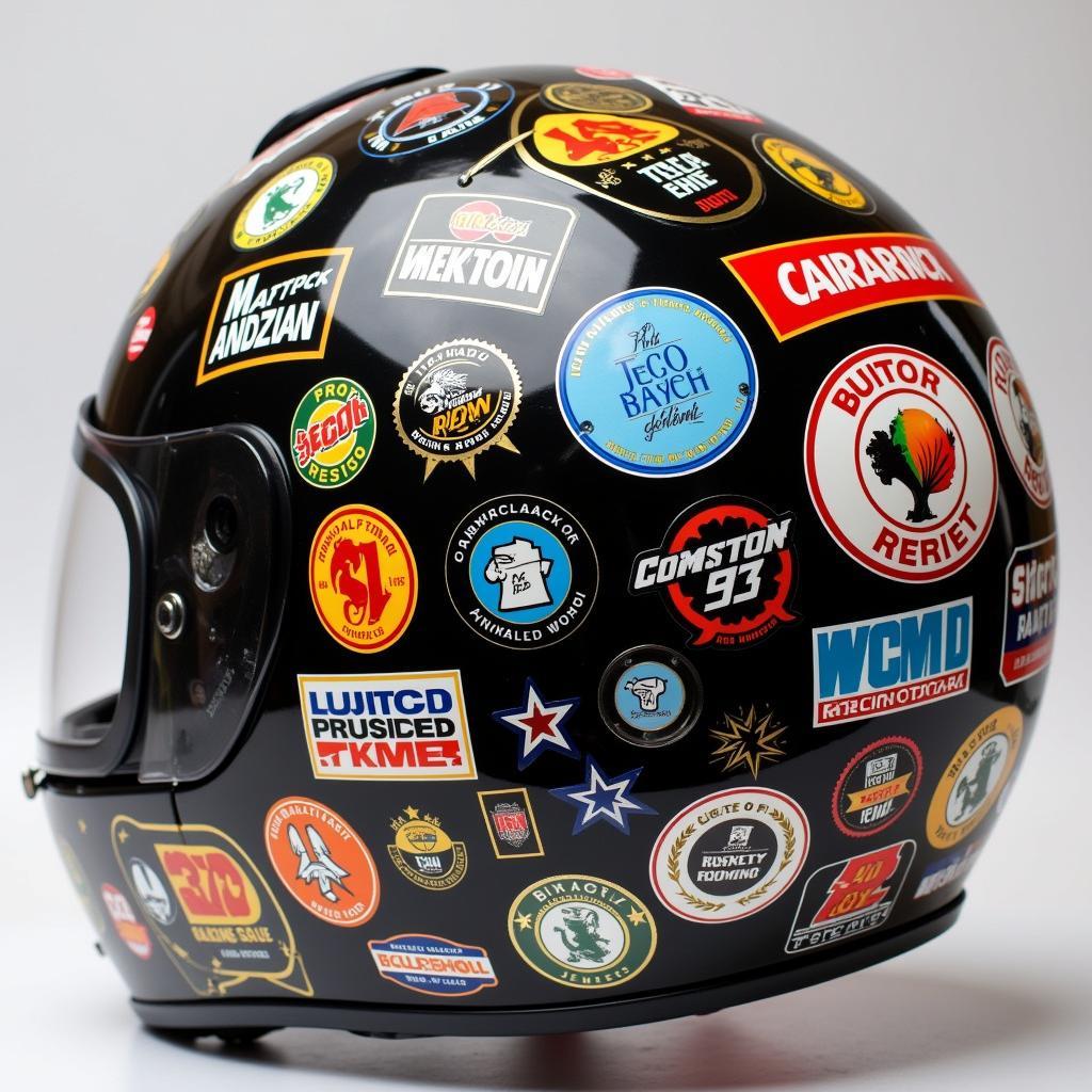 Motorcycle Helmet Featuring Award Decals