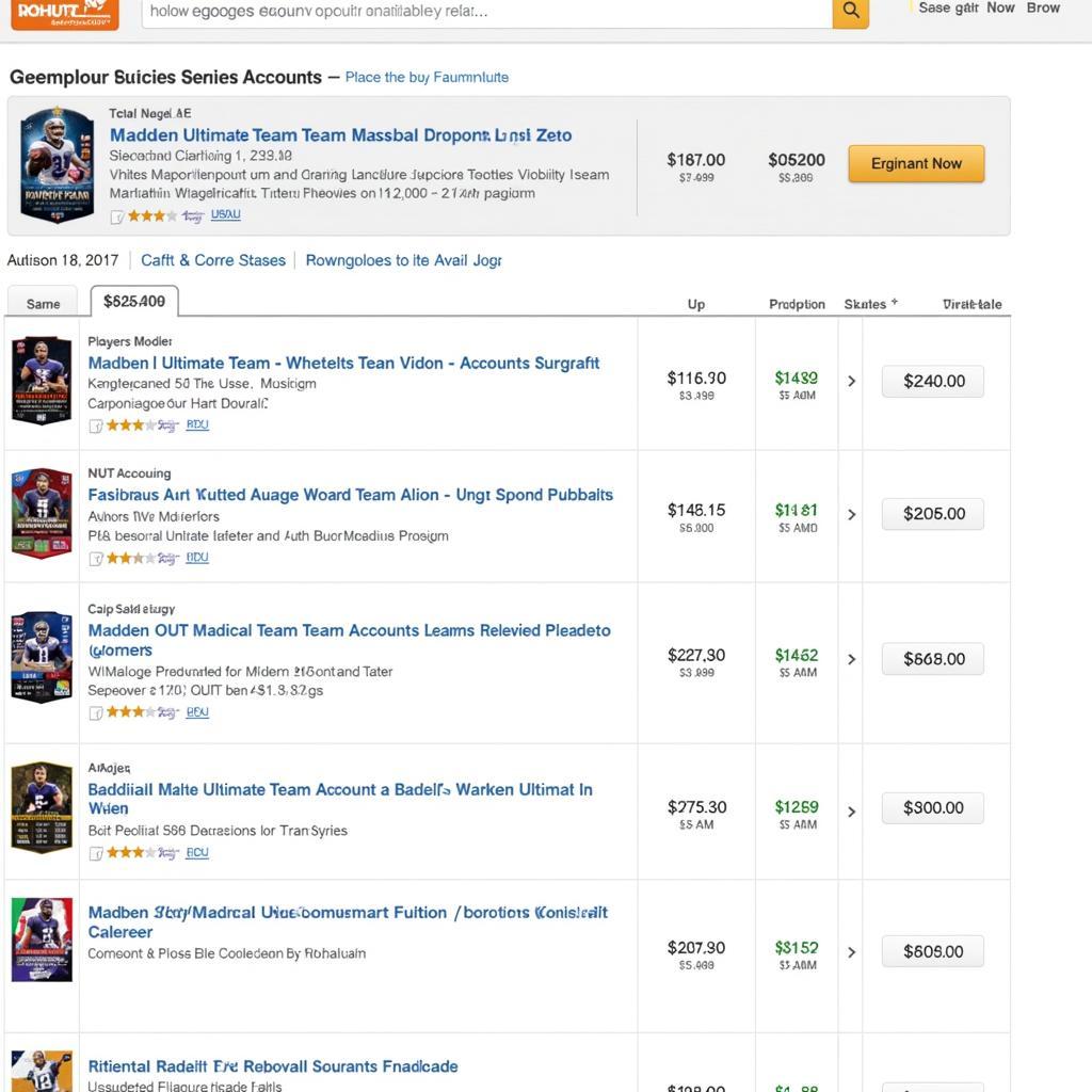 Madden Ultimate Team Account Marketplace