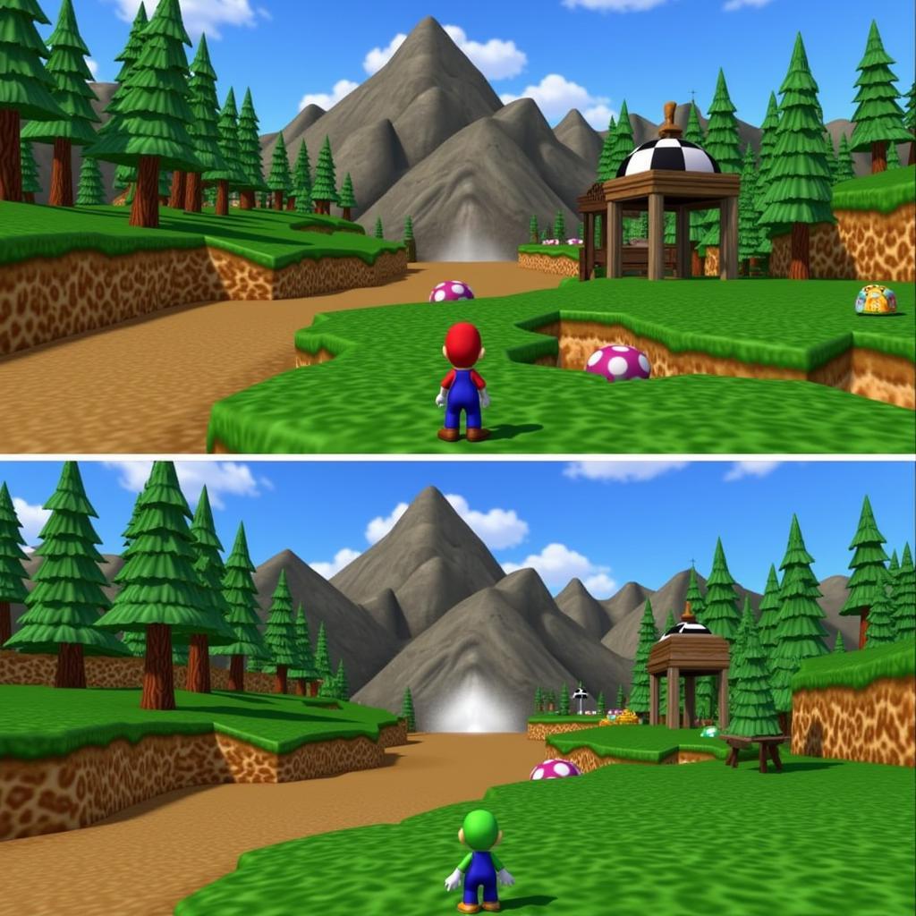 Comparison of N64 game graphics with and without Expansion Pak