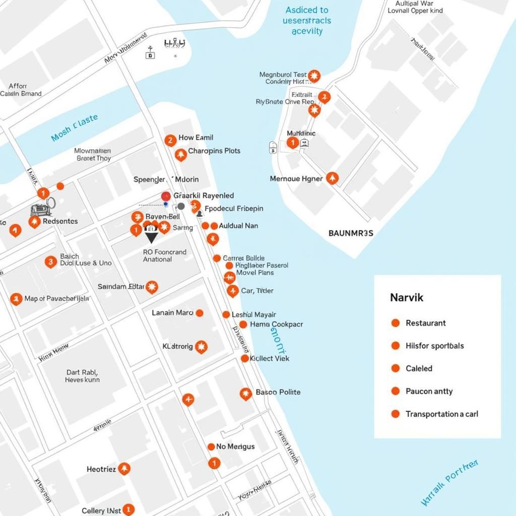 Detailed map of Narvik town center