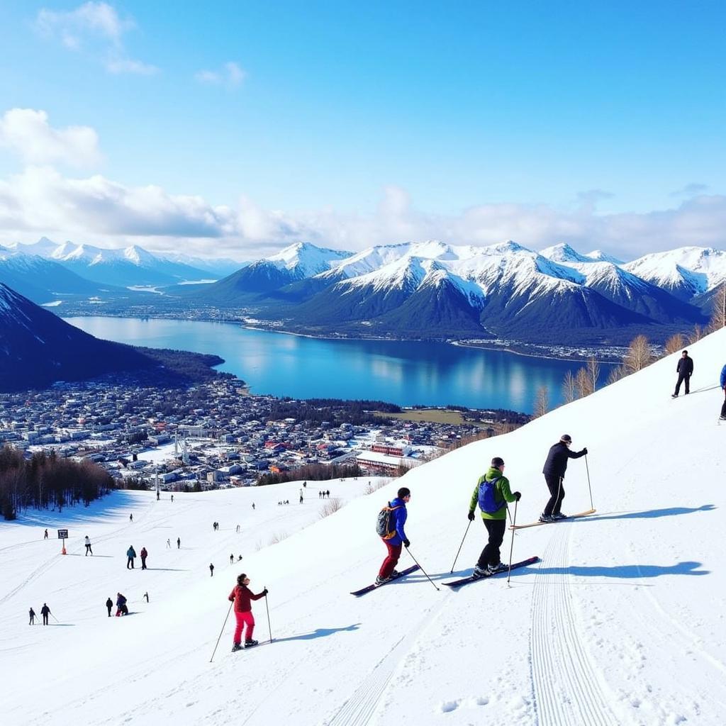 Narvikfjellet ski resort in winter