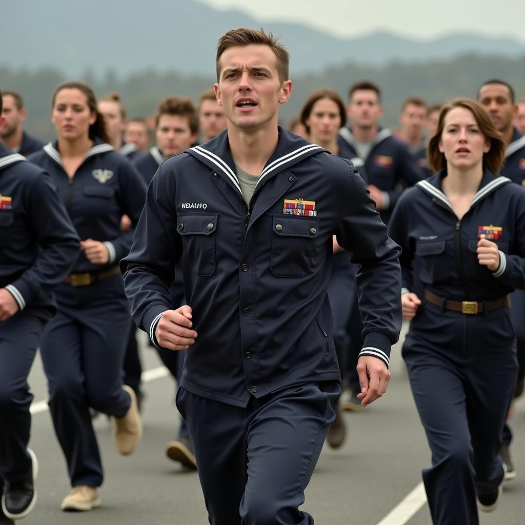 Sailors Running in Formation