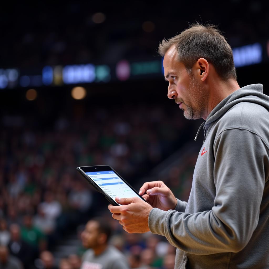 NBA Coach Using Tablet Analytics