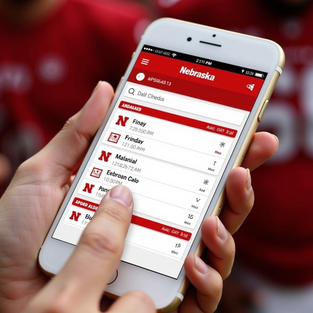 Nebraska Pride Football Schedule App on Phone