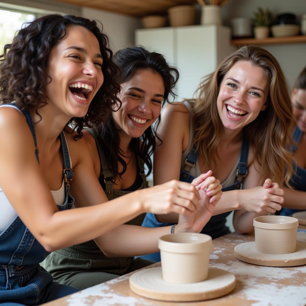 Group of friends enjoying a new experience