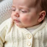 Baby Wrapped in a Soft Knitted Onesie