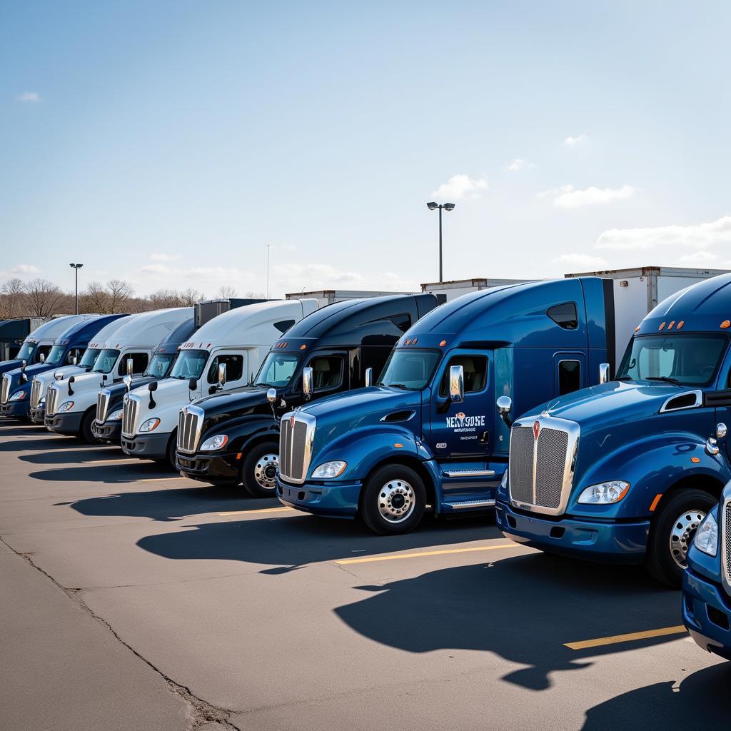 Modern fleet of trucks owned by Newsome Trucking Inc.