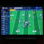 Analyzing an NFL game play on a digital touchscreen.