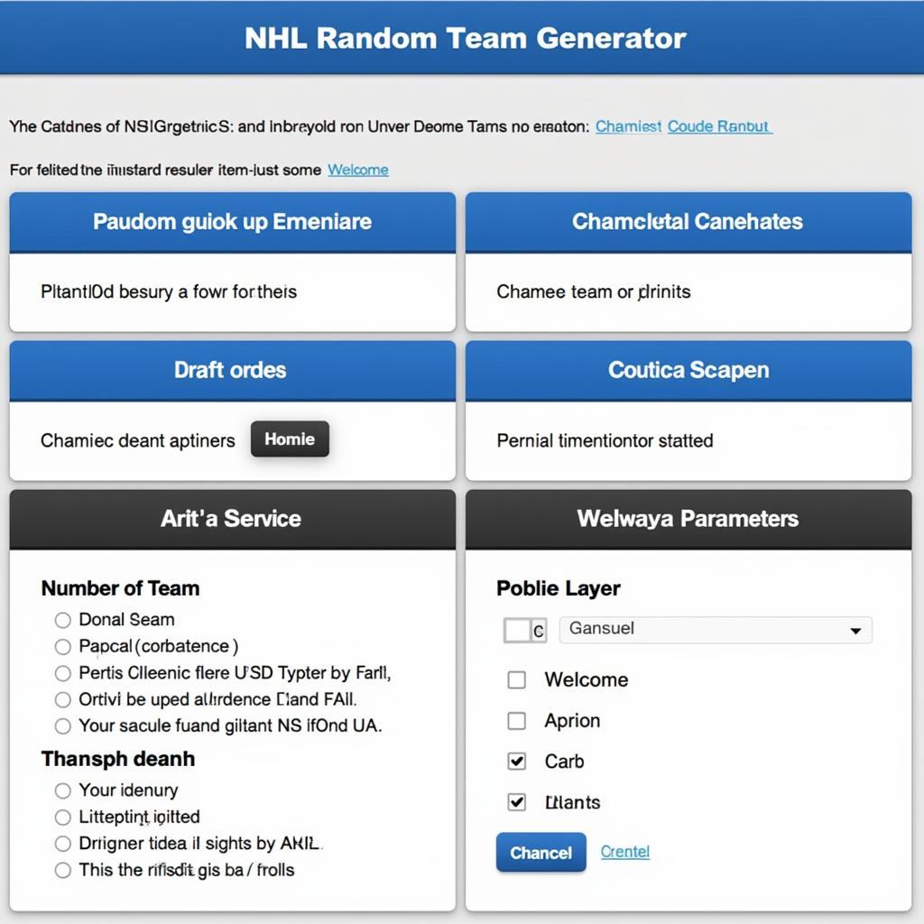 NHL Random Team Generator Options