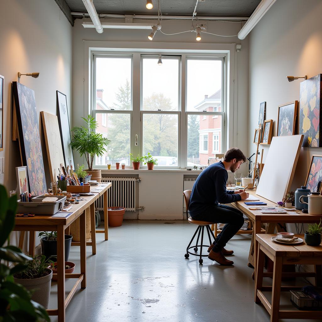 Artist working in a Nucleus Arts Centre studio