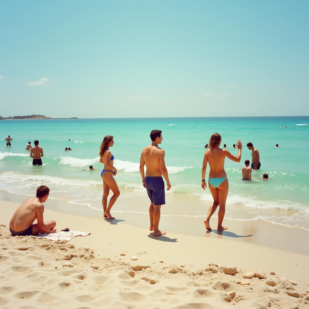 People sunbathing nude on a beach