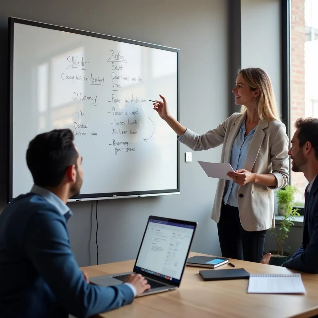 Employee proposing solutions during a meeting