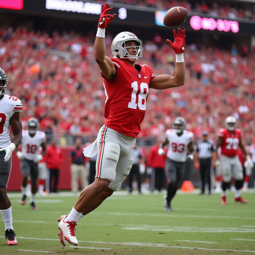 Ohio State wide receiver makes a spectacular catch in the end zone