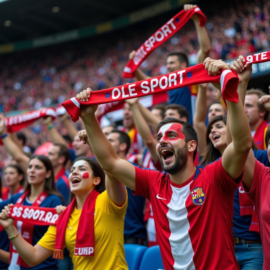 Fans Chanting "Ole Sport" at a Football Match