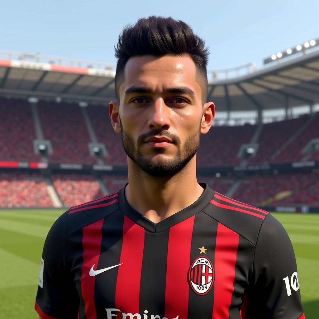 Olivier Giroud in the red and black stripes of AC Milan for EA FC 24