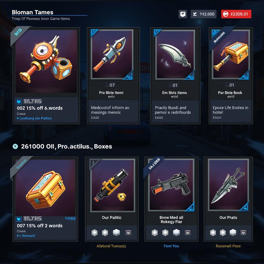 Online game store interface displaying discounted items