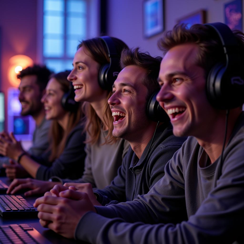 Online Gaming Friends Celebrating Victory