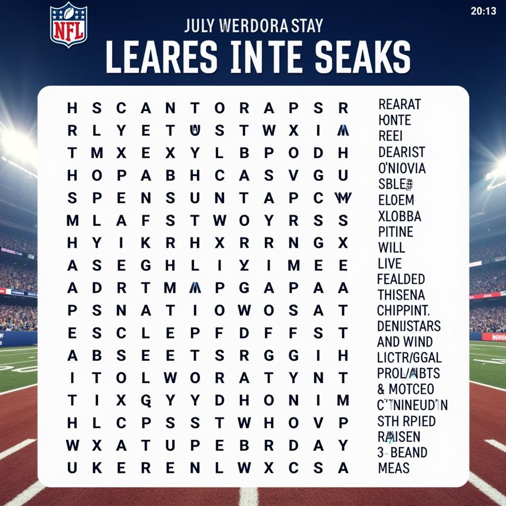 Online NFL Word Search Game