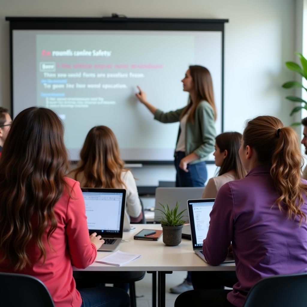 A group of teenagers participating in an online safety workshop.