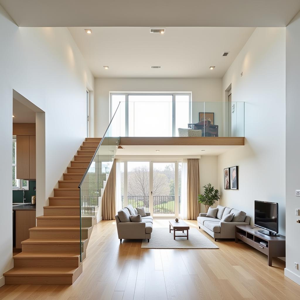 Modern Living Room with Open Staircase