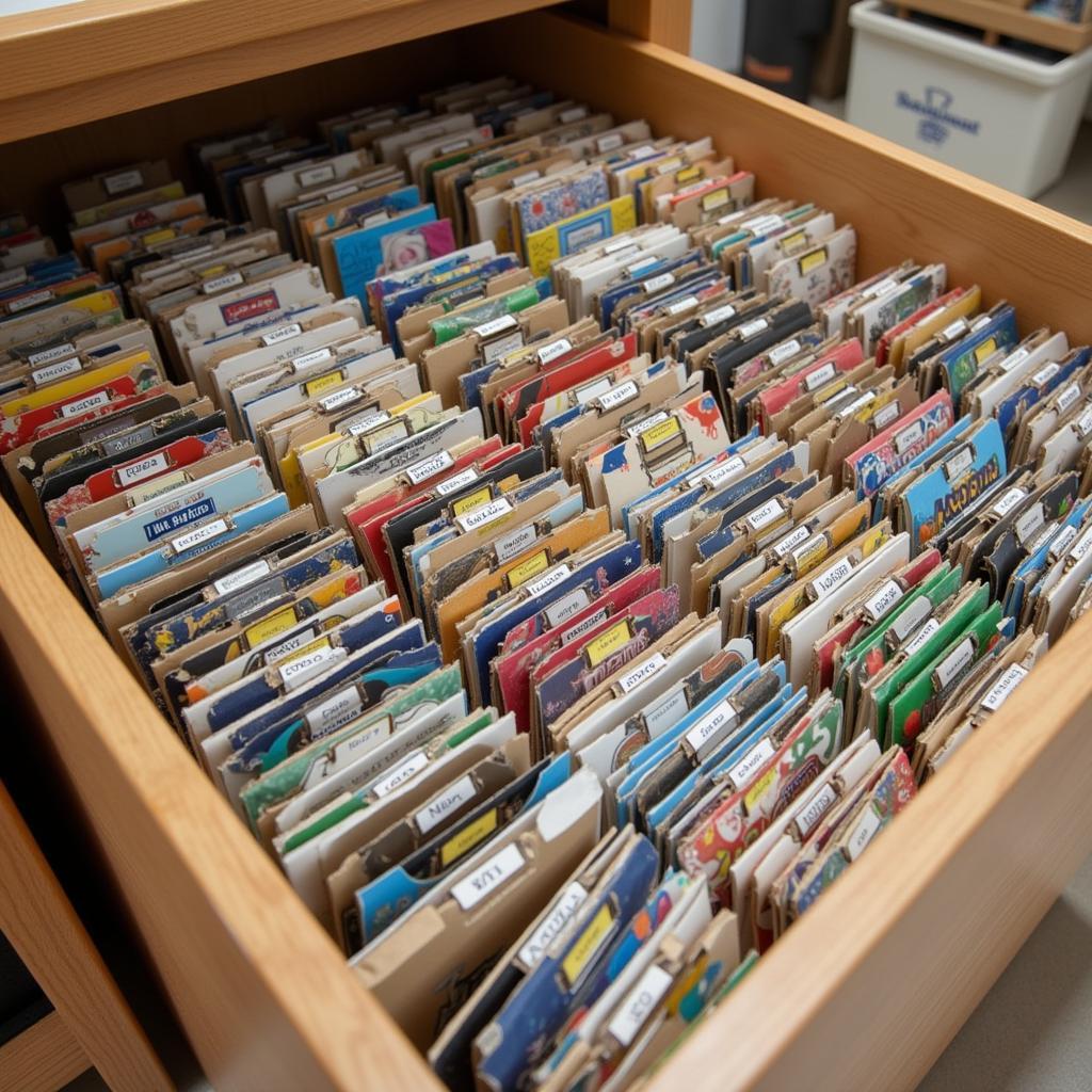 Organized Sports Card Collection in Storage