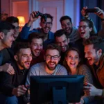 Gamers overcoming challenges and celebrating victories