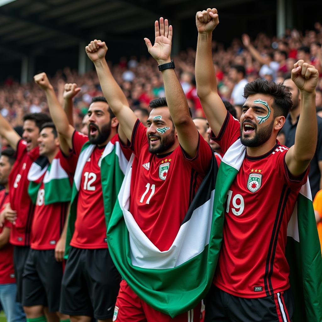 Palestinian Fans Celebrating a Goal