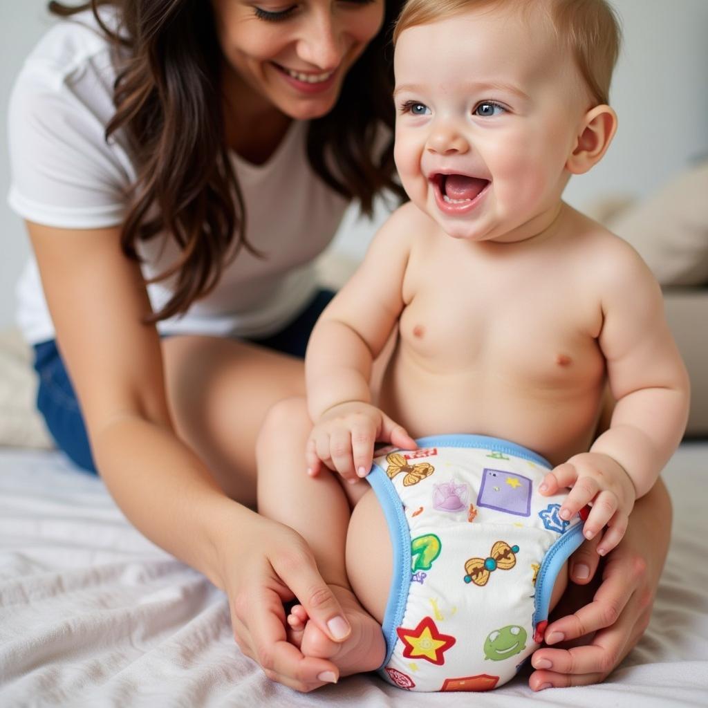 Parent Changing a Game Diaper