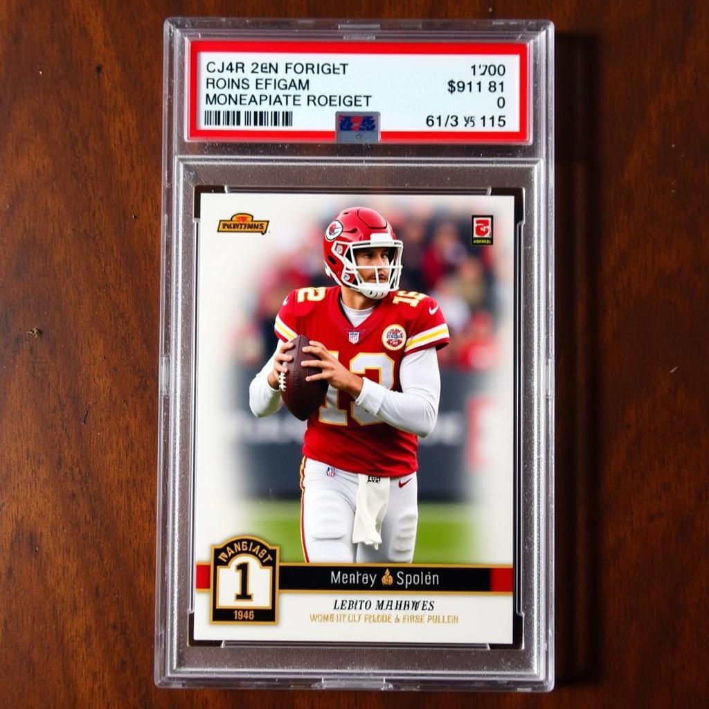 Patrick Mahomes rookie card in a protective sleeve