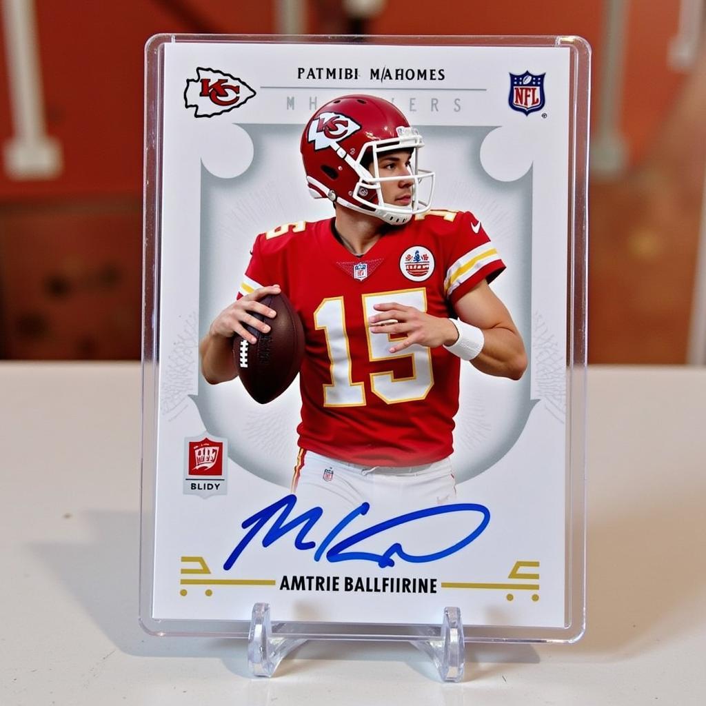 Patrick Mahomes rookie card close up