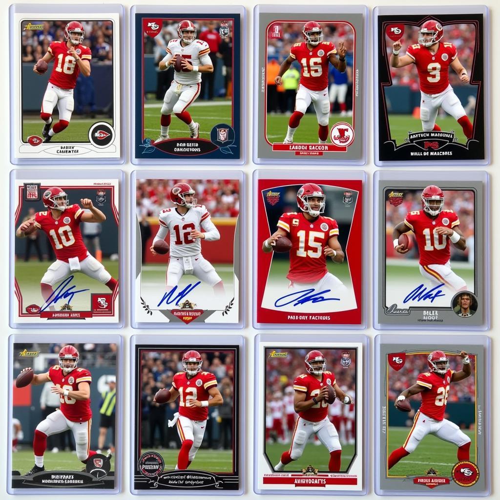 Different variations of Patrick Mahomes rookie cards