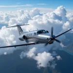 Pilatus PC-12 aircraft in flight