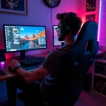 PC Gamer in Ergonomic Setup