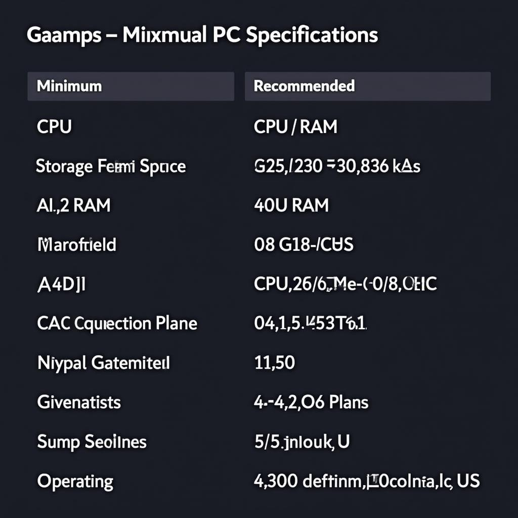 Computer System Requirements List