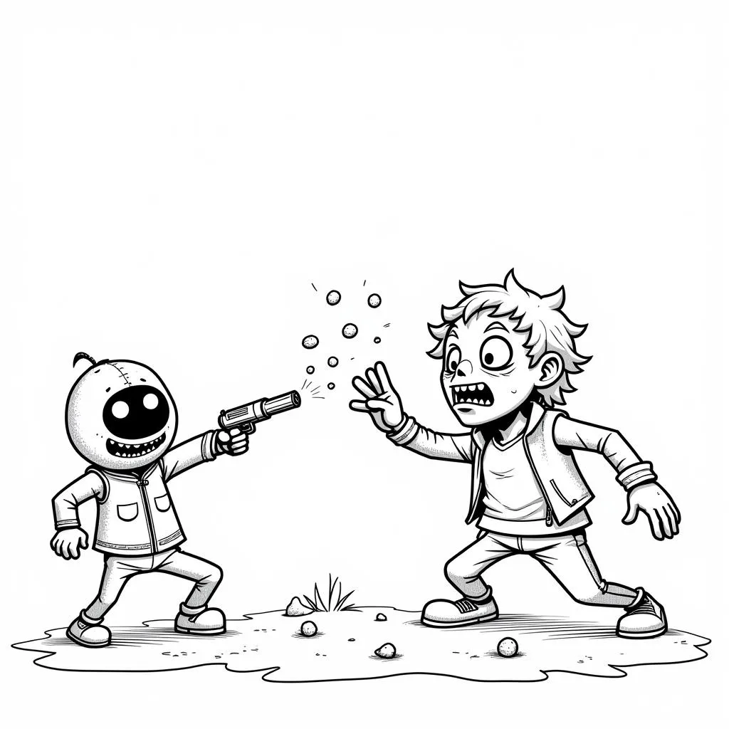 Pea Shooter vs Zombie coloring page