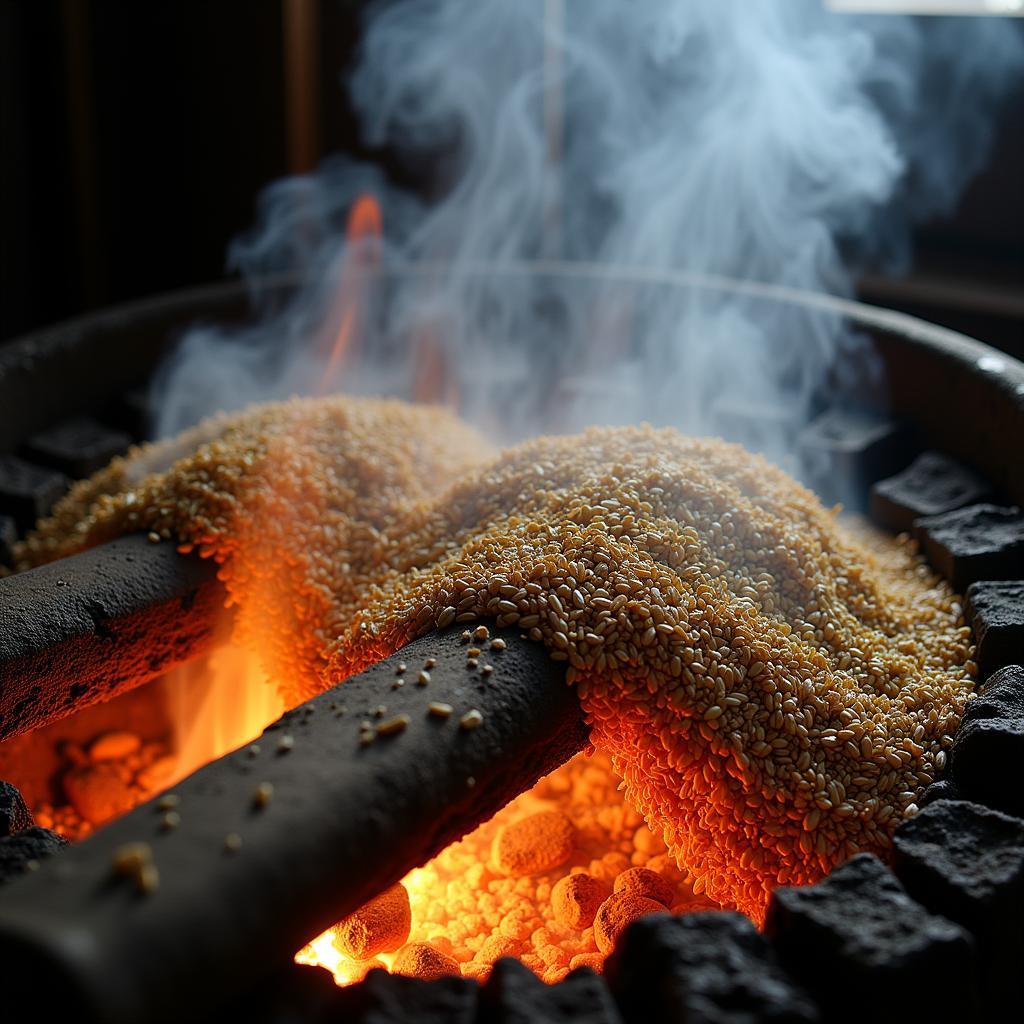 Peat Drying Barley at Laphroaig