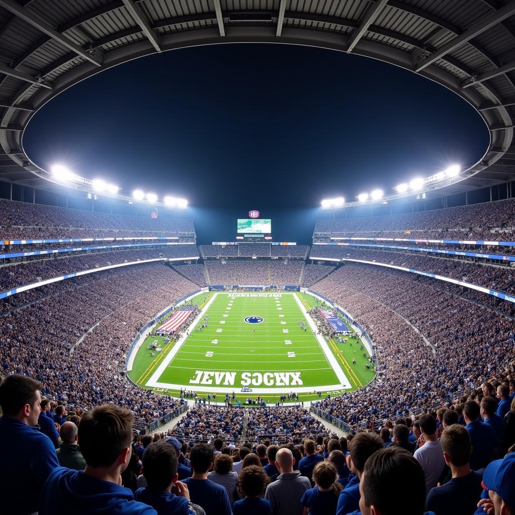 Penn State Football Stadium - A panoramic view of Beaver Stadium packed with passionate Nittany Lion fans on game day.