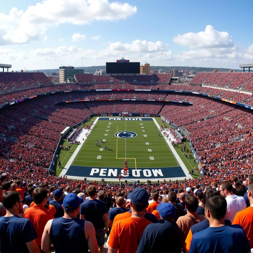 Penn State and Syracuse Fans in a Packed Stadium