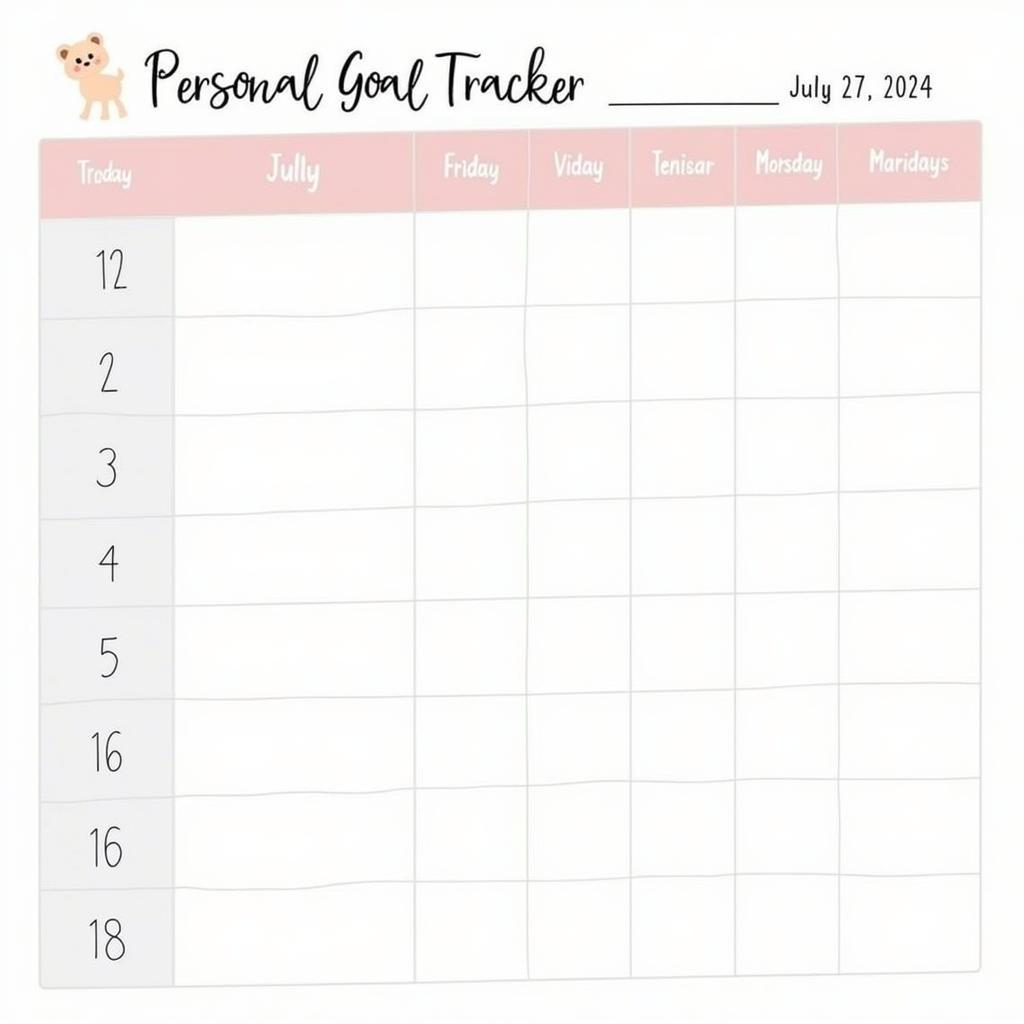 Personal Goal Tracker with July 27, 2024 Deadline