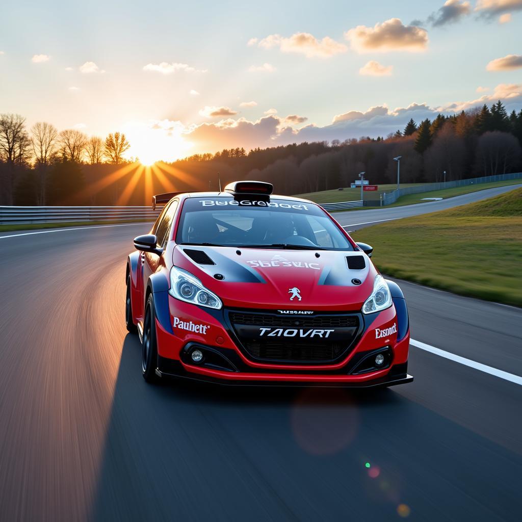 Peugeot 208 T16 Rally Car Speeding on a Track