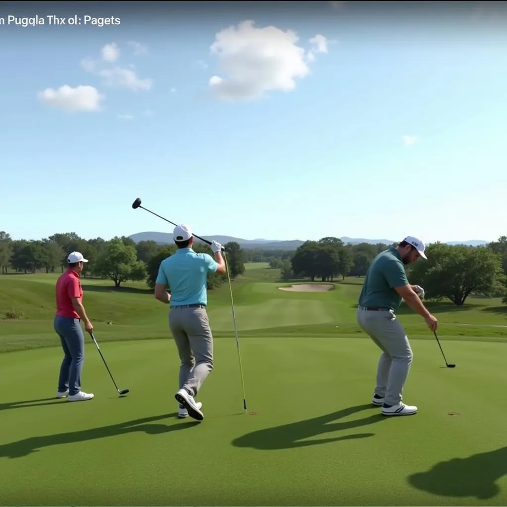 Screenshot of PGA Tour 2K23 gameplay with five players