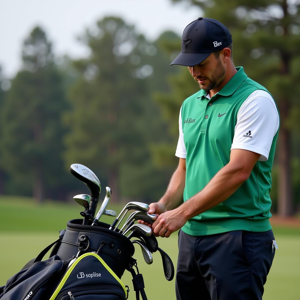 PGA Tour Golfer Selecting Club from Bag