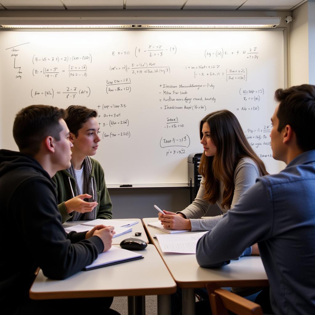 Penn State Students Collaborating on Physics Problems