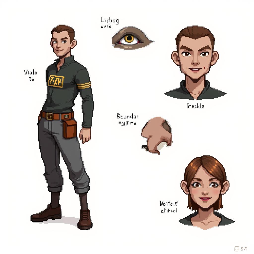 Pixelated 2 Character Design Sheet