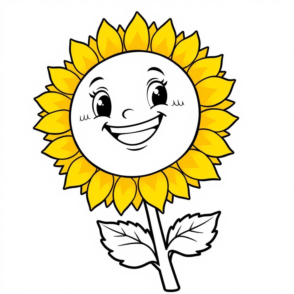 Smiling Sunflower Coloring Page