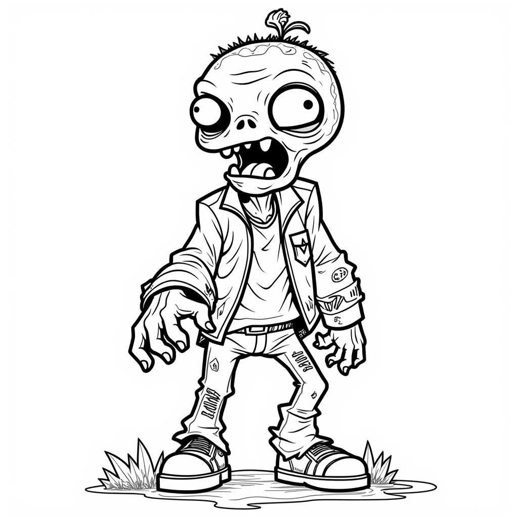 Zombie Plants vs. Zombies Coloring Sheet