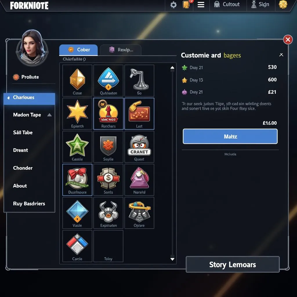 A gamer selecting skin badges for their profile